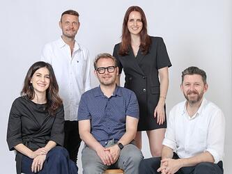 palladium insight team: L-R: Back Row - Ian Bellerby, Helena Turner. Front Row - Steph Karayannis, Rich Hall, Josh Thomas-Goodey